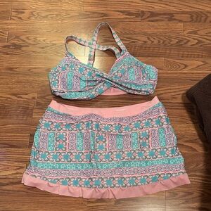 Pink and Teal Bikini Set size XXL NWOT